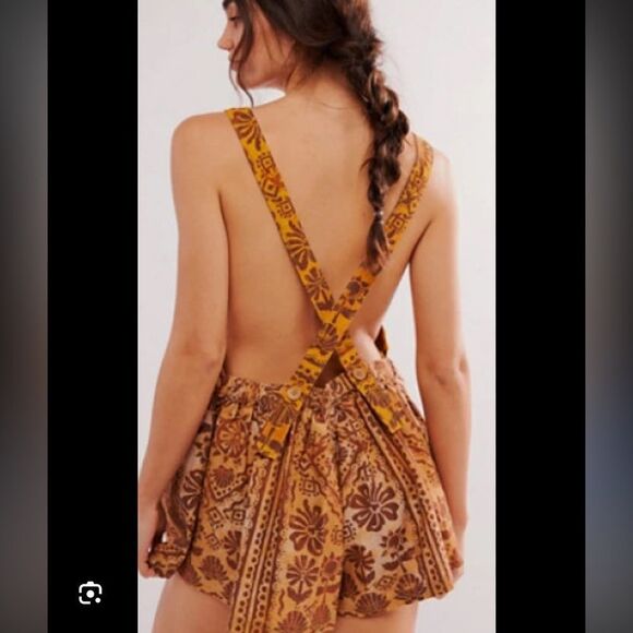 Free People Palm Bay Printed Shortalls Desert Combo - Picture 3 of 6